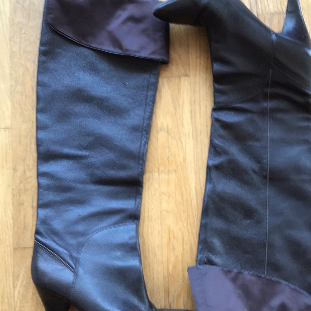 Brown leather boots